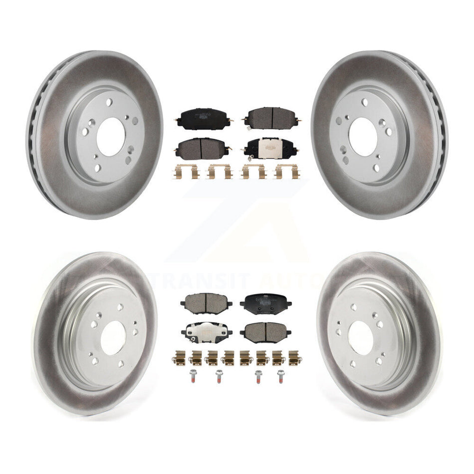 Front Rear Coated Disc Brake Rotors And Ceramic Pads Kit For 2017-2021 Honda Clarity KGT-103366