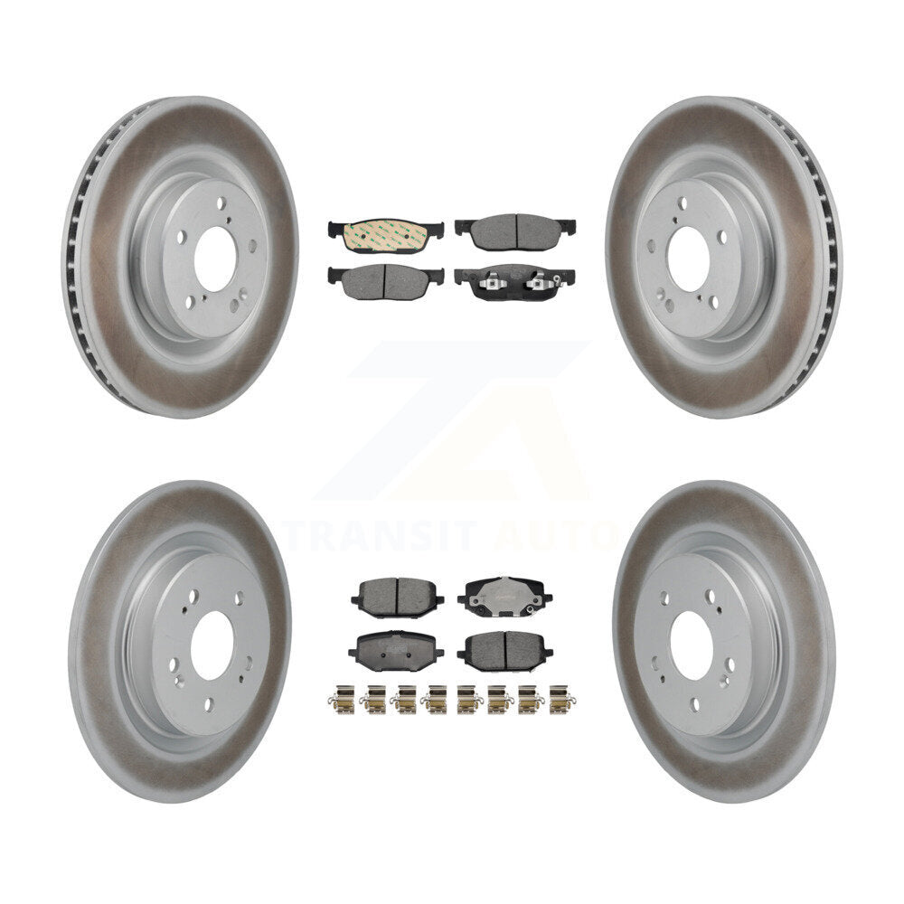 Front Rear Coated Disc Brake Rotors And Ceramic Pads Kit For 2022-2023 Acura MDX 3.5L KGT-103376
