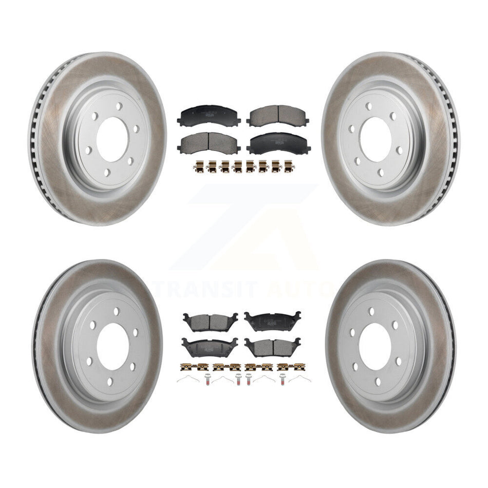 Front Rear Coated Brake Rotor Ceramic Pad Kit For Ford F-150 Expedition Lincoln Navigator KGT-103378