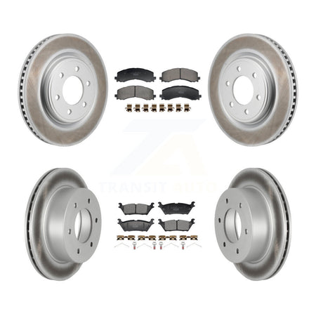 Front Rear Coated Disc Brake Rotors And Ceramic Pads Kit For 2022-2023 Ford Bronco 3.0L KGT-103379