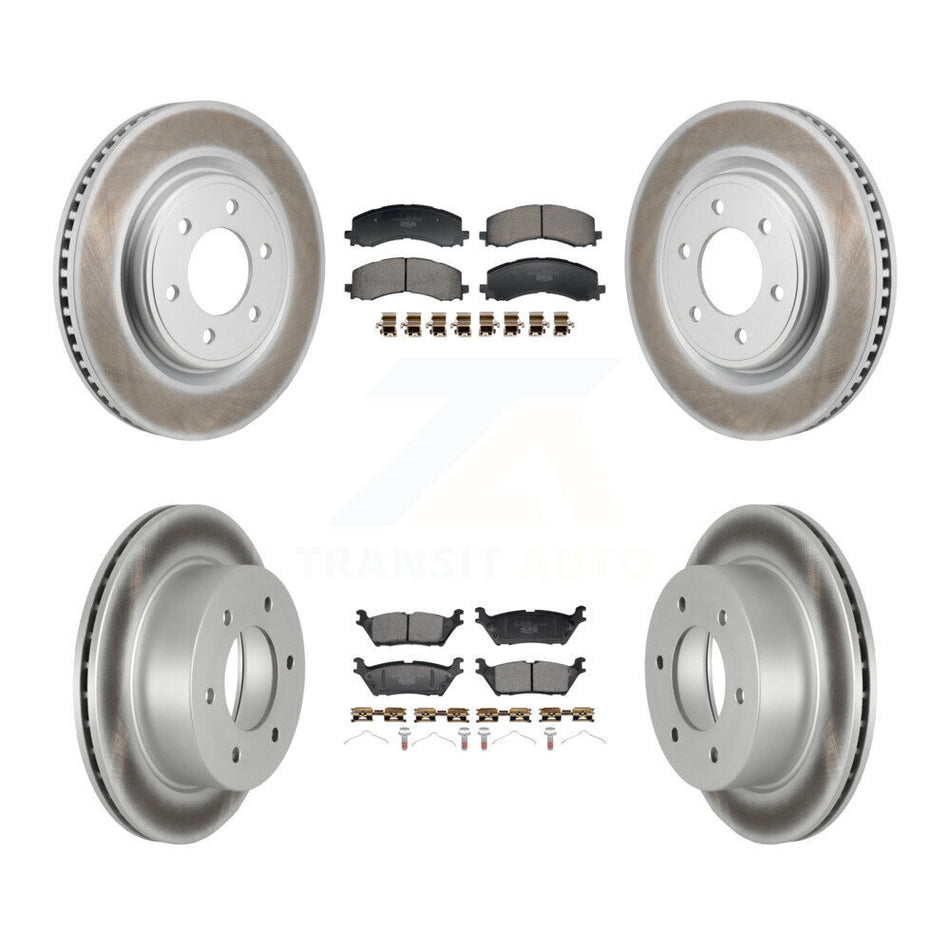 Front Rear Coated Disc Brake Rotors And Ceramic Pads Kit For 2022-2023 Ford Bronco 3.0L KGT-103379