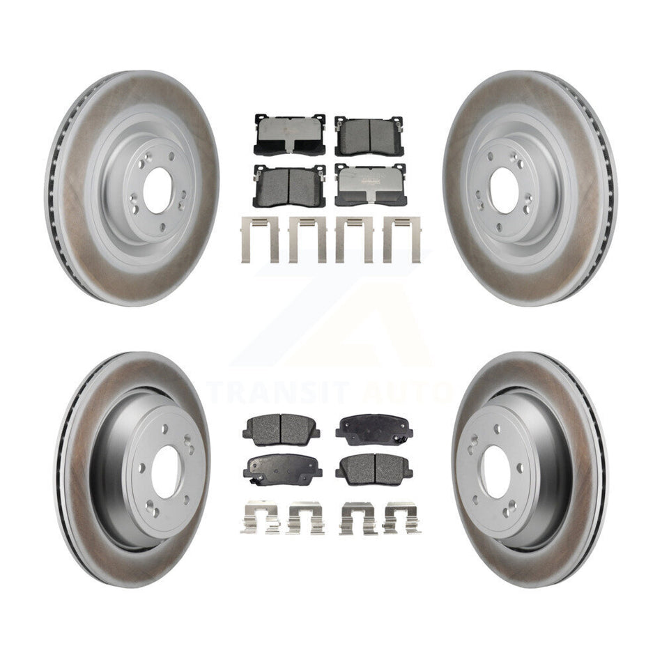 Front Rear Coated Disc Brake Rotors And Ceramic Pads Kit For Hyundai Equus Kia K900 KGT-103401