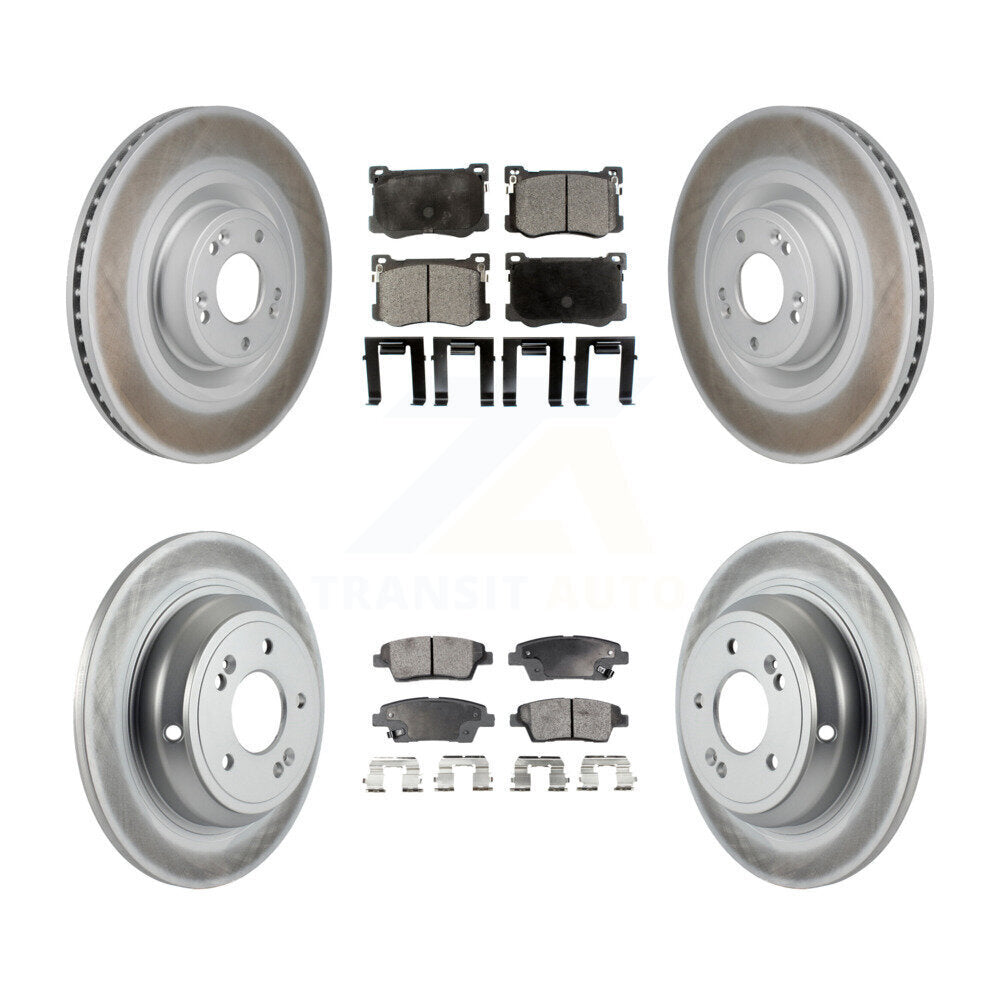 Front Rear Coated Disc Brake Rotors And Ceramic Pads Kit For Hyundai Genesis G80 5.0L KGT-103402