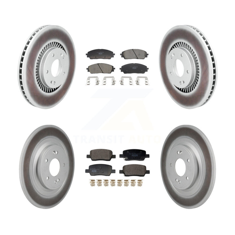Front Rear Coated Disc Brake Rotors And Ceramic Pads Kit For 2022-2024 Kia Carnival KGT-103416