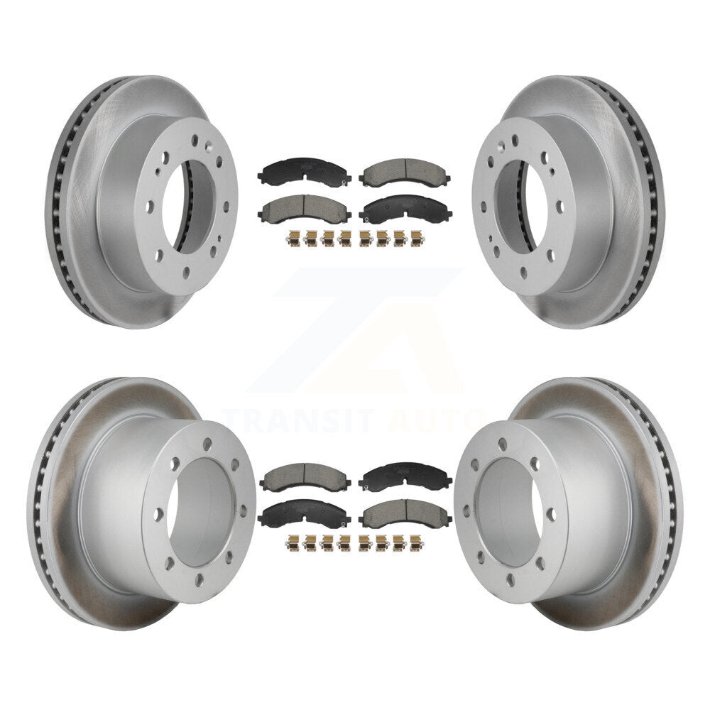 Front Rear Coated Brake Rotors Ceramic Pad Kit For GMC Sierra 3500 HD Chevrolet Silverado KGT-103424