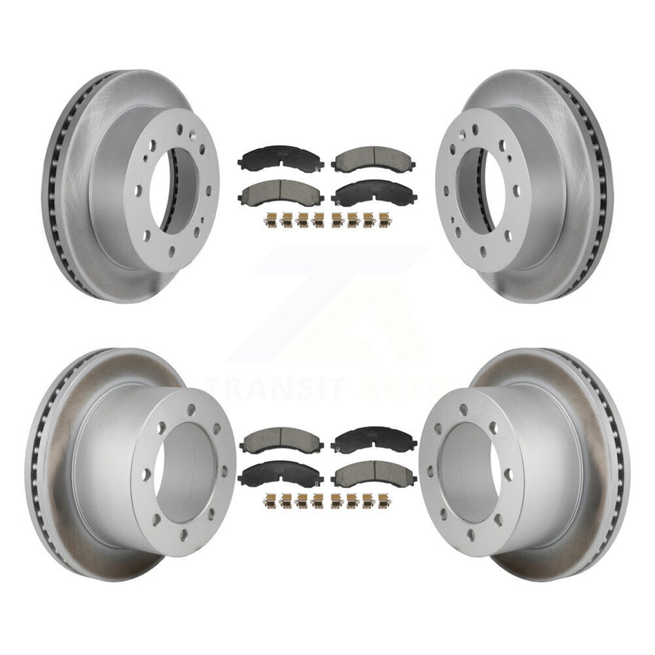 Front Rear Coated Brake Rotors Ceramic Pad Kit For GMC Sierra 3500 HD Chevrolet Silverado KGT-103424