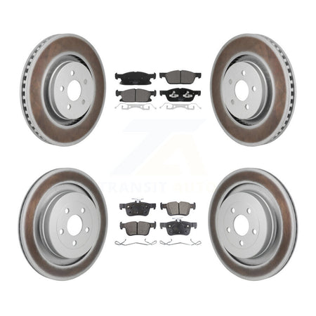 Front Rear Coat Brake Rotors Ceramic Pad Kit For 2019 Ford Edge With Red Painted Calipers KGT-103428