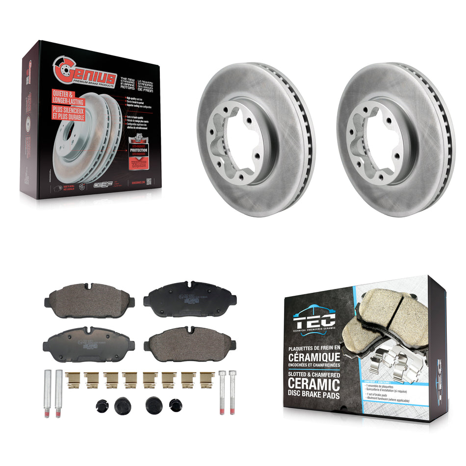 Front Coated Brake Rotor Ceramic Pad Kit For Ford Transit-250 Transit-350 Transit-150 AWD KGT-103440