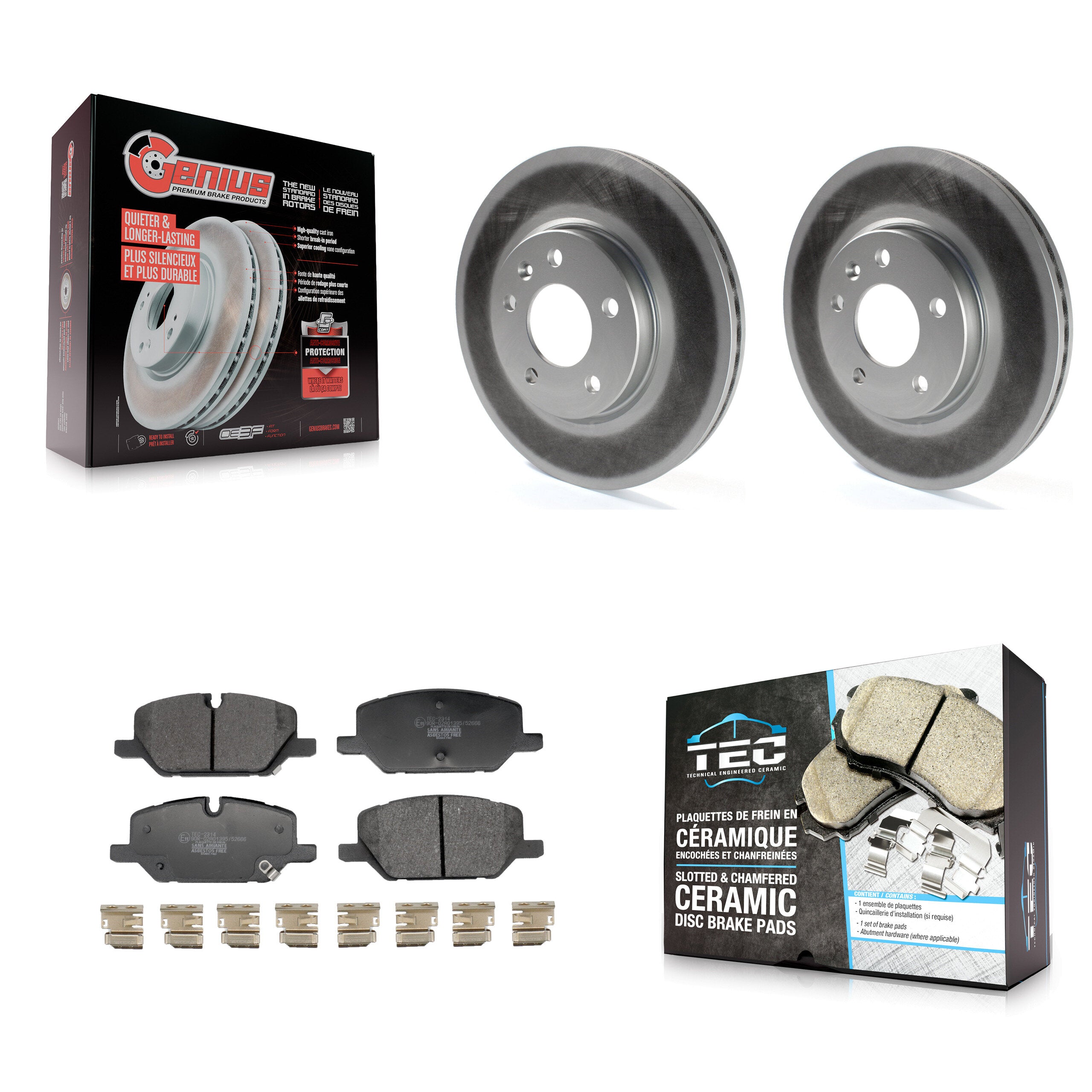 Front Coated Brake Rotors Ceramic Pad Kit For GMC Terrain With 321mm Diameter Rotor KGT-103450