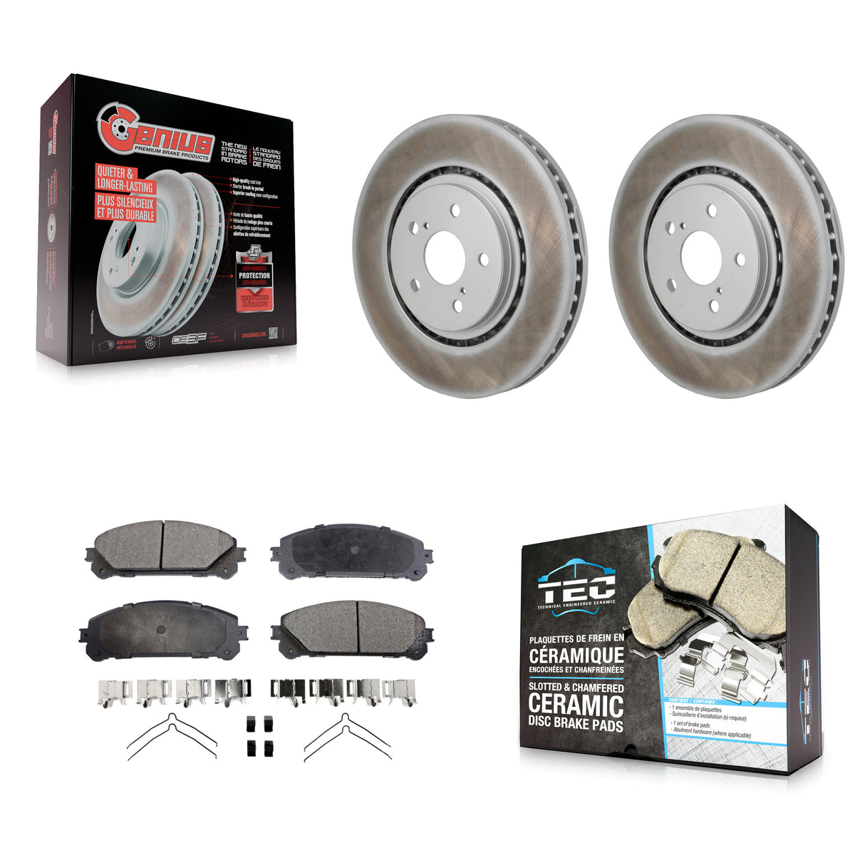 Front Coat Brake Rotors Ceramic Pad Kit For Toyota Sienna RAV4 Prime bZ4X Subaru Solterra KGT-103452