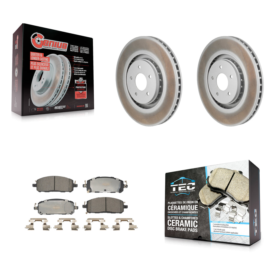 Front Coated Brake Rotors Ceramic Pad Kit For Mitsubishi Outlander Nissan Pathfinder QX60 KGT-103454