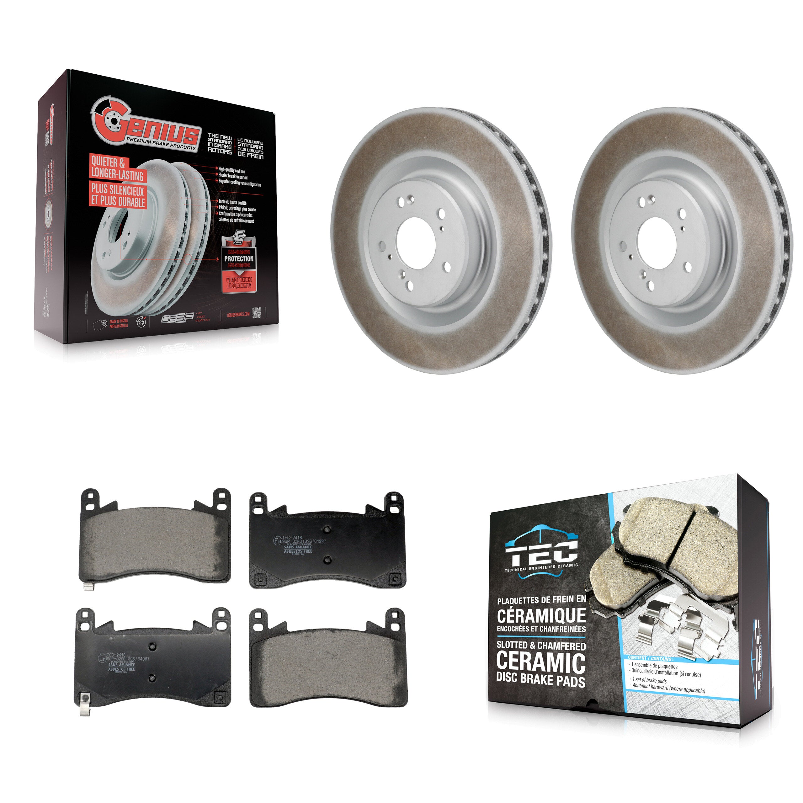 Front Coated Disc Brake Rotors And Ceramic Pads Kit For Acura MDX TLX 3.0L KGT-103455