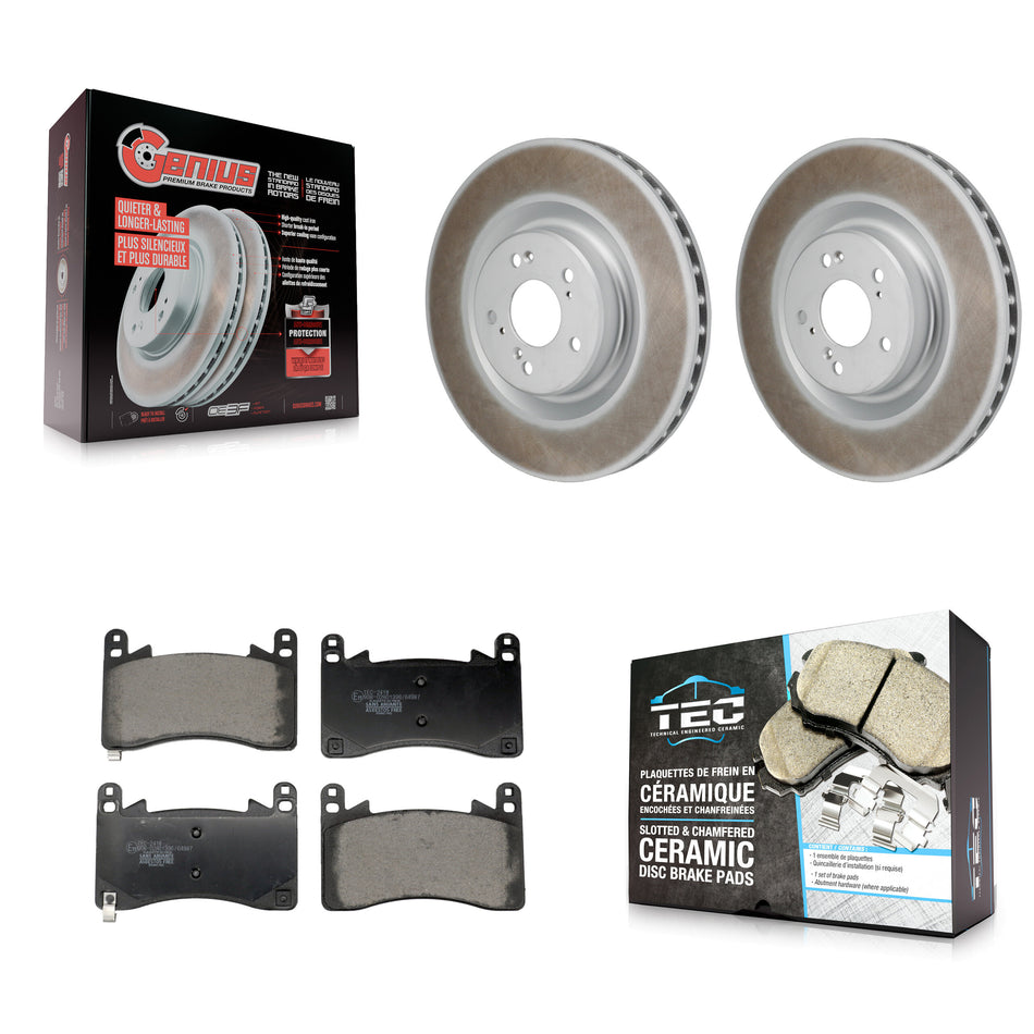 Front Coated Disc Brake Rotors And Ceramic Pads Kit For Acura MDX TLX 3.0L KGT-103455