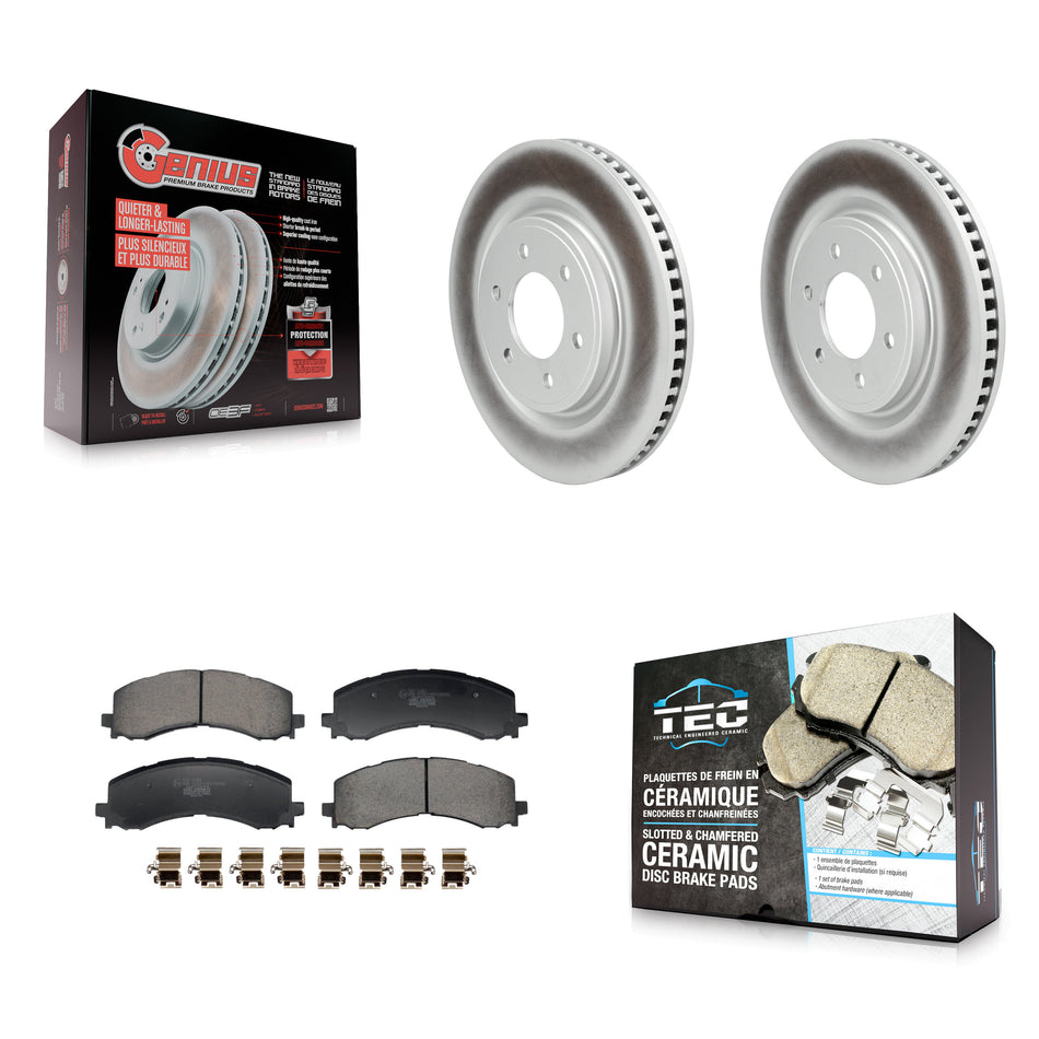 Front Coated Disc Brake Rotors And Ceramic Pads Kit For 2022-2023 Ford F-150 Lightning KGT-103458