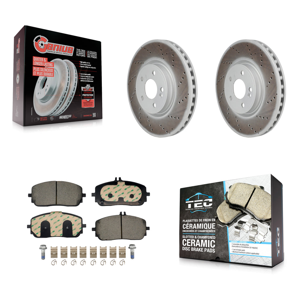 Front Coated Brake Rotor Ceramic Pad Kit For Mercedes-Benz GLB250 GLA250 A220 CLA250 A250 KGT-103461