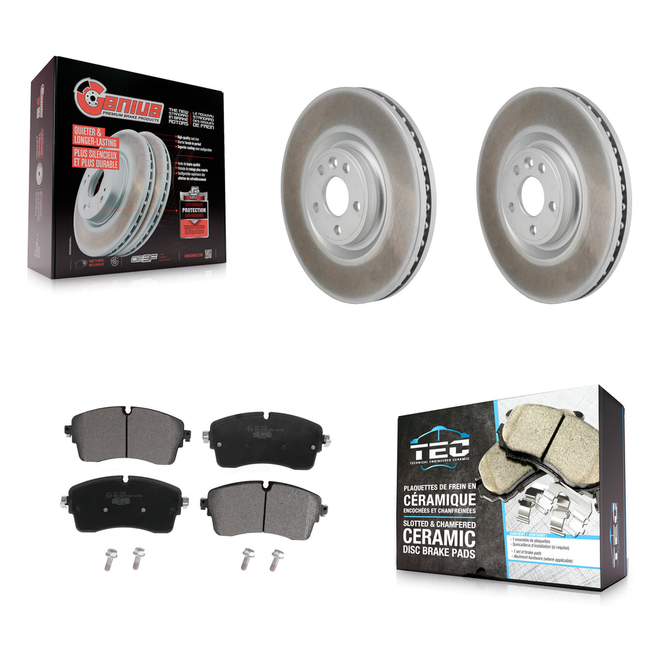 Front Coated Disc Brake Rotor & Ceramic Pad Kit For Land Rover Range Evoque Jaguar E-Pace KGT-103464