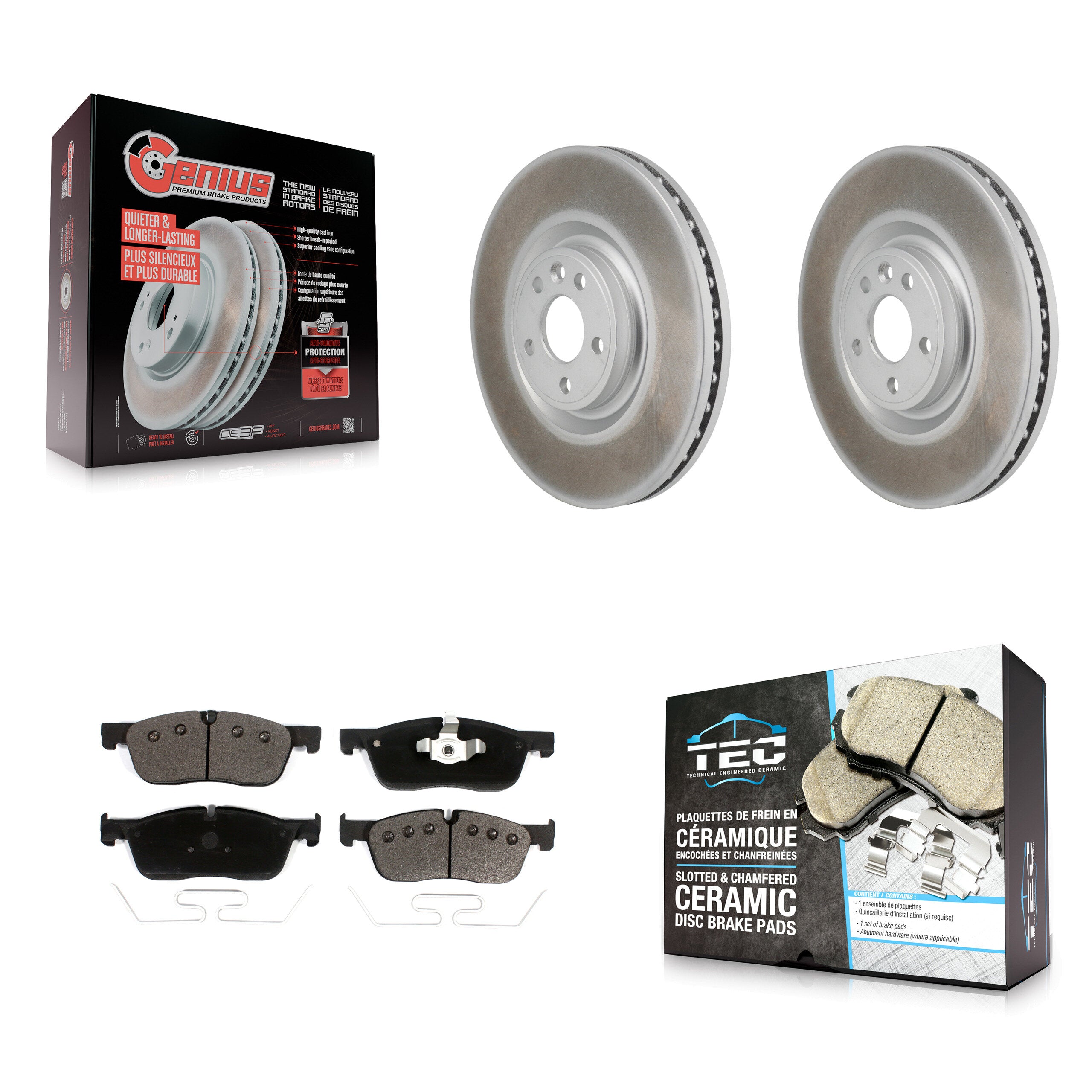 Front Coat Disc Brake Rotors Ceramic Pad Kit For Land Rover Discovery Sport Jaguar E-Pace KGT-103465