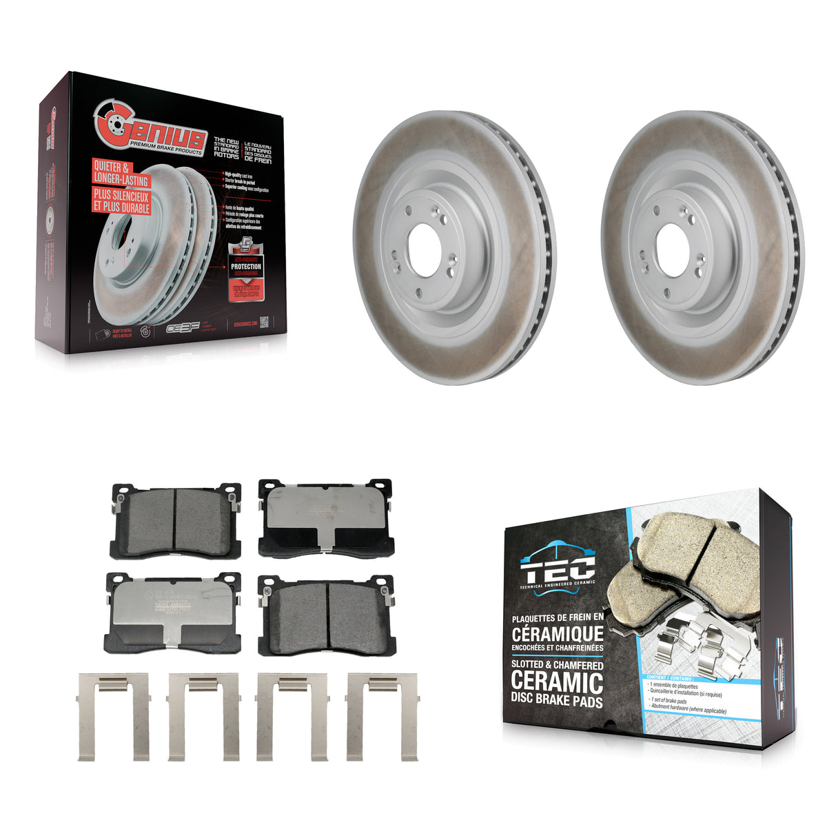 Front Coated Disc Brake Rotors And Ceramic Pads Kit For Hyundai Equus Kia K900 KGT-103472