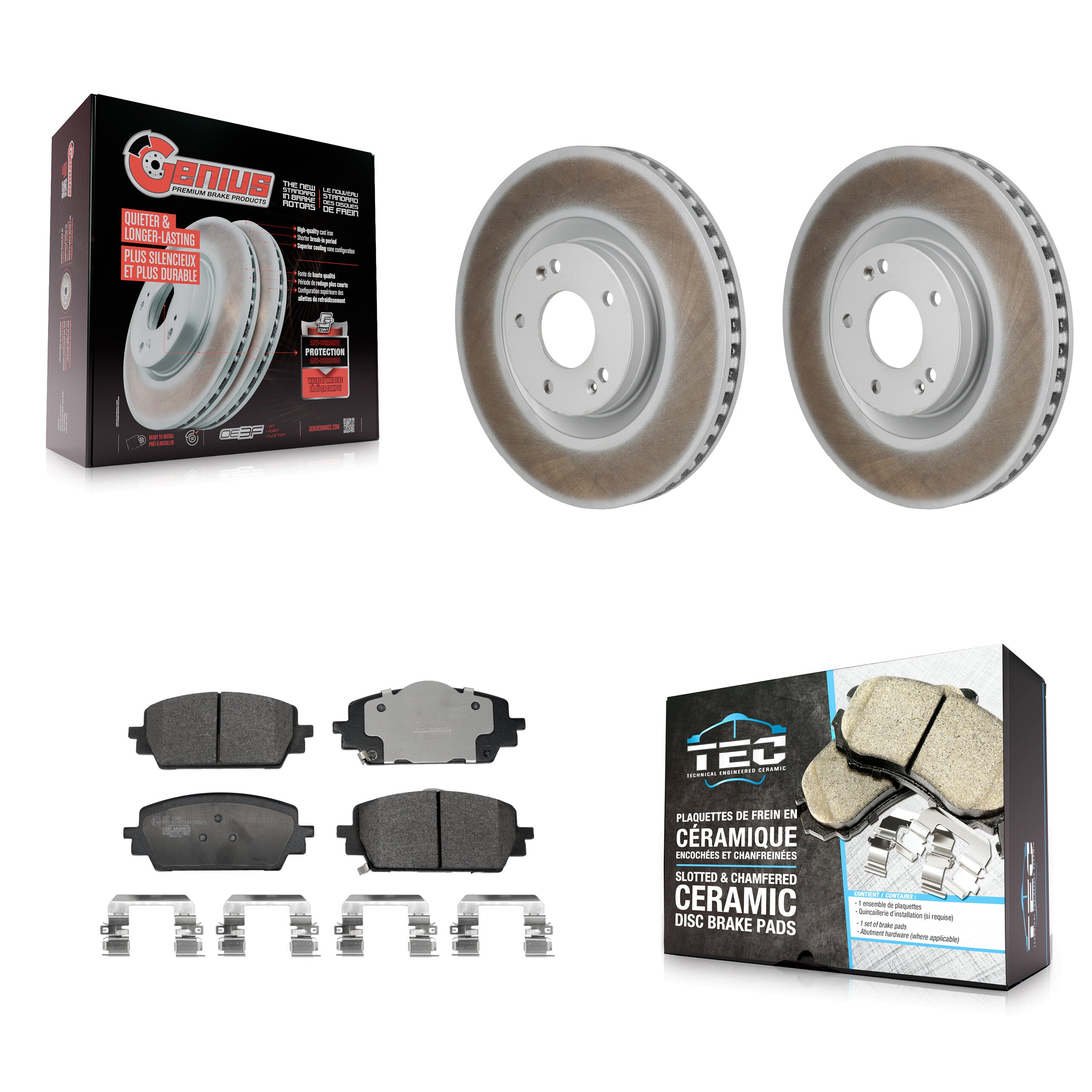 Front Coated Disc Brake Rotors And Ceramic Pads Kit For Hyundai Santa Fe Kia Sorento Cruz KGT-103475