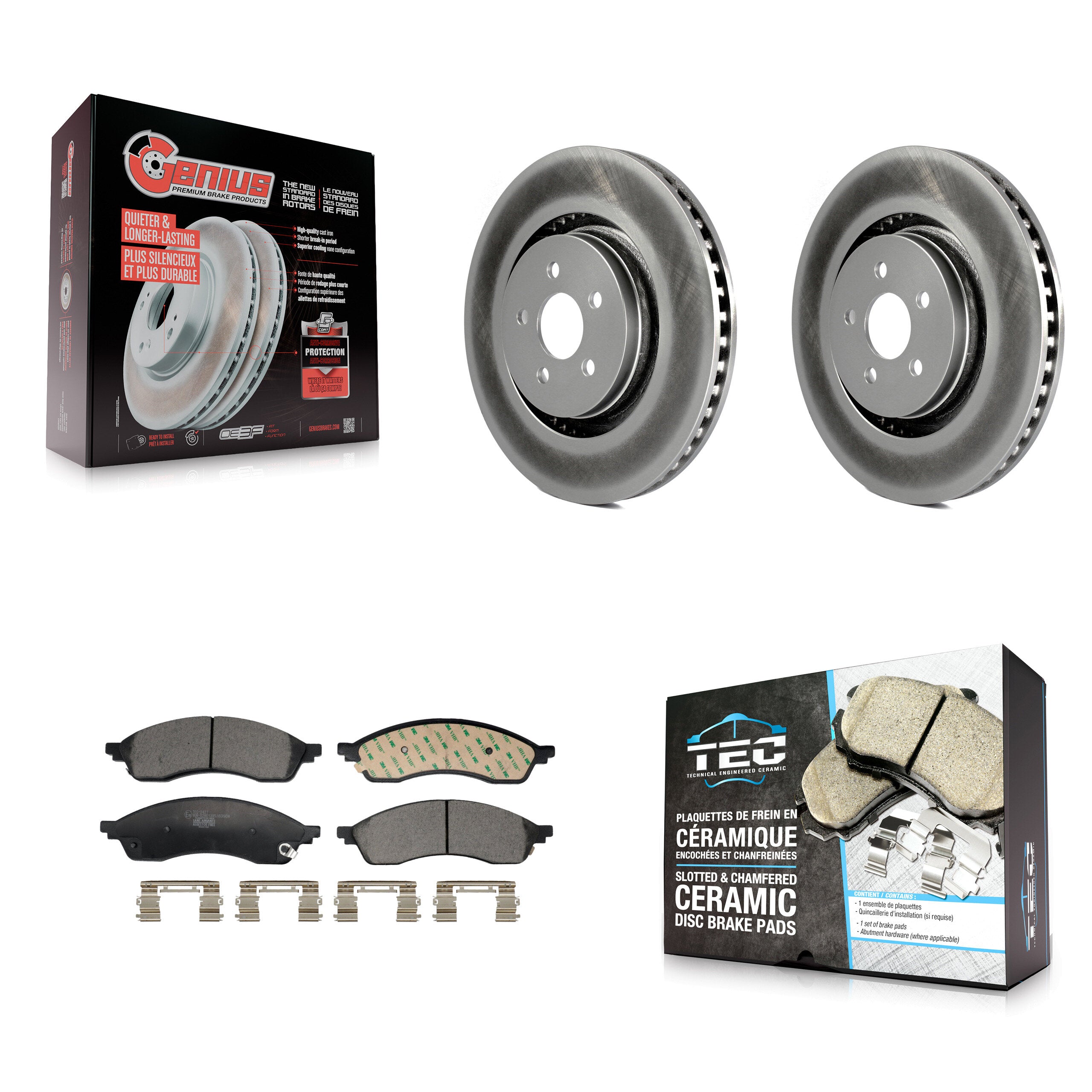 Front Coated Disc Brake Rotors And Ceramic Pads Kit For Lincoln Nautilus KGT-103480