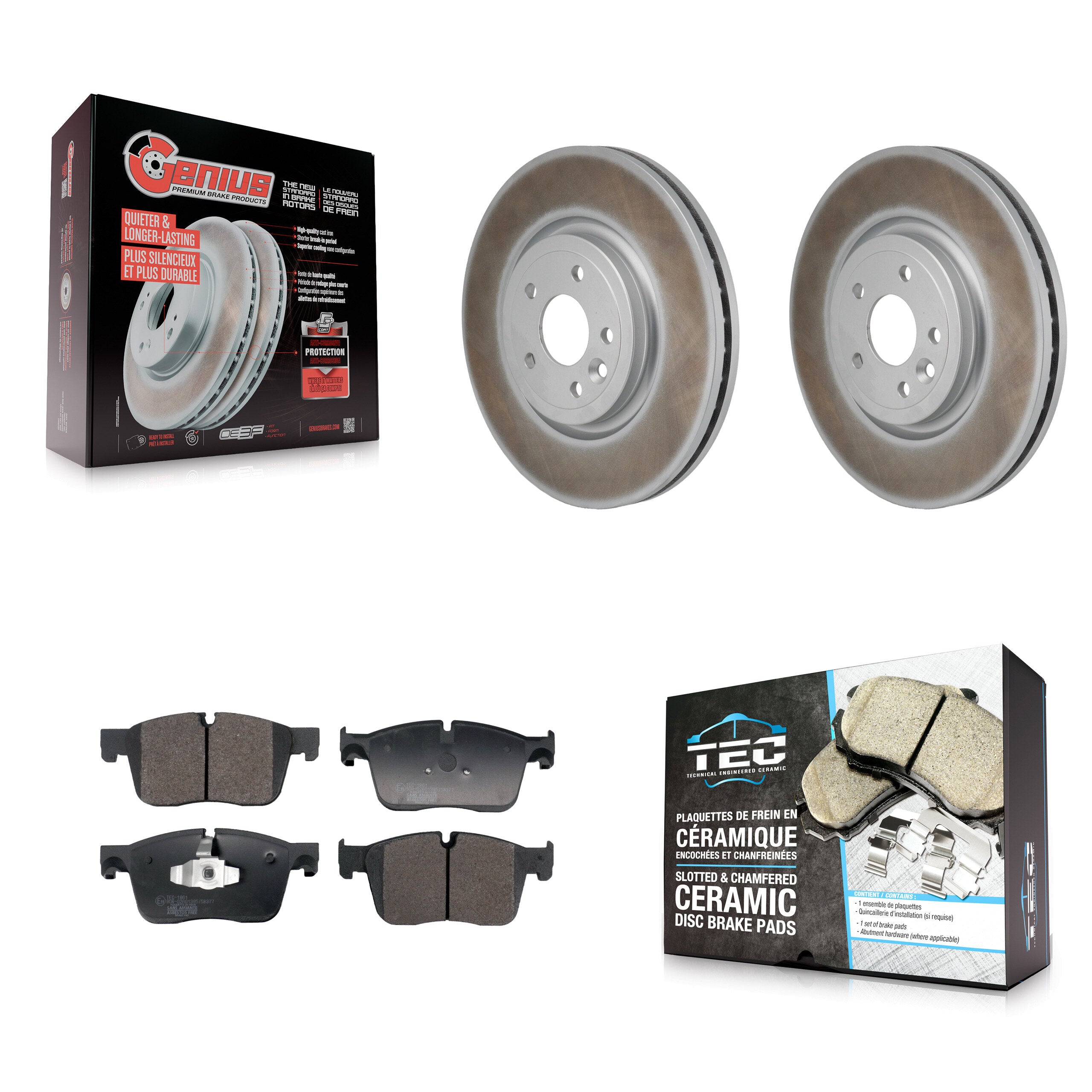 Front Coated Disc Brake Rotors And Ceramic Pads Kit For Jaguar XF KGT-103486