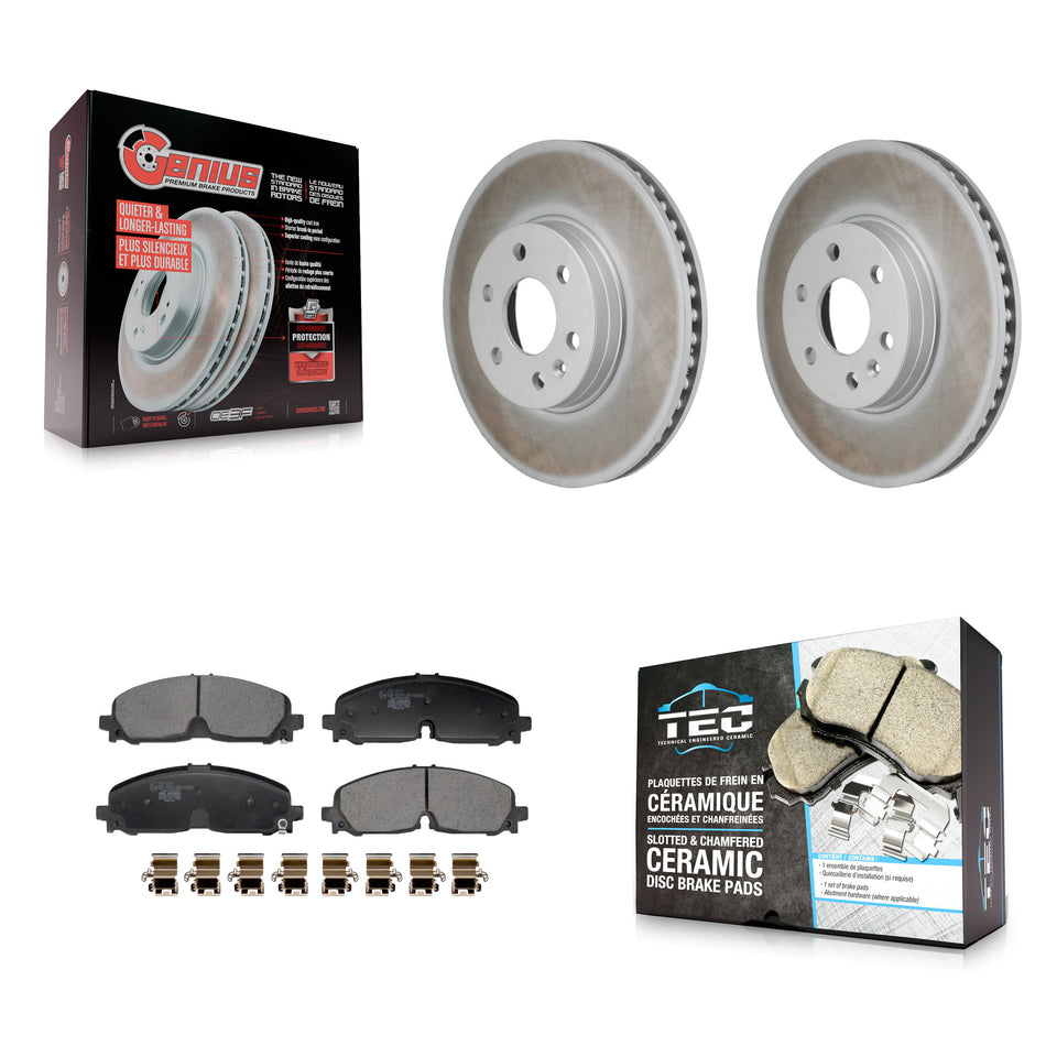 Front Coated Disc Brake Rotor Ceramic Pad Kit For 2021-2022 Chevrolet Colorado GMC Canyon KGT-103494