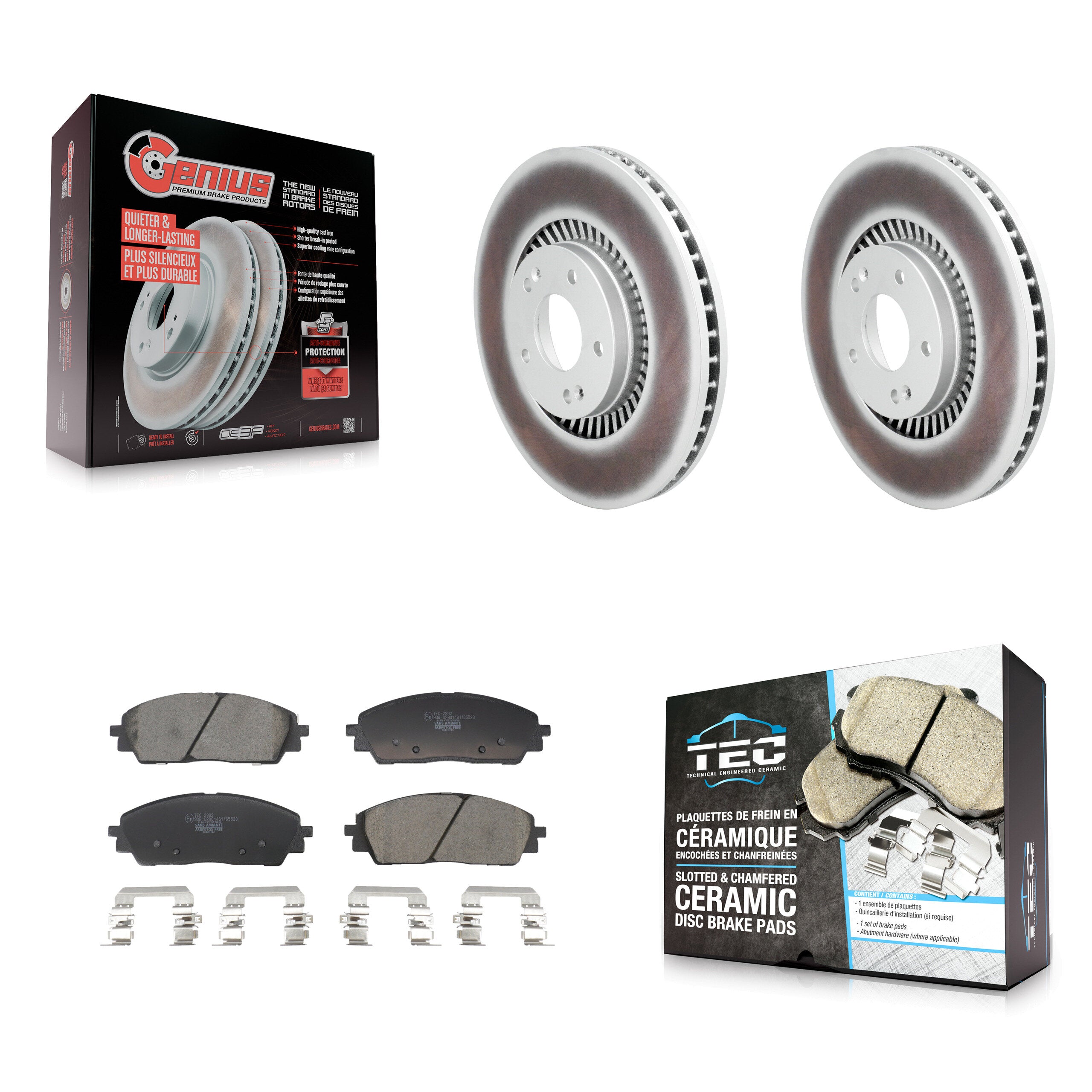 Front Coated Disc Brake Rotors And Ceramic Pads Kit For 2022-2024 Kia Carnival KGT-103500