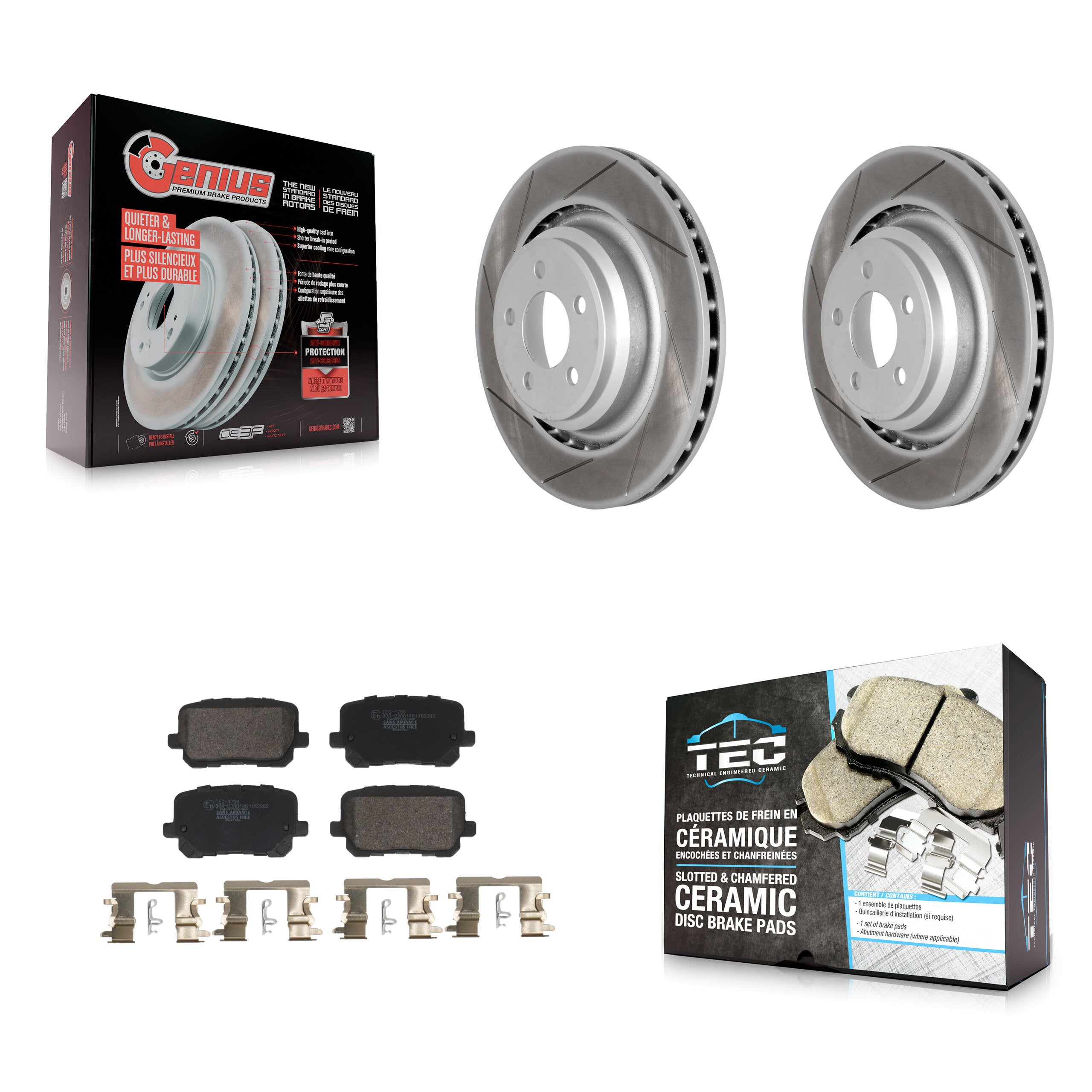 Rear Coated Brake Rotor Ceramic Pad Kit For Dodge Charger With 370mm Diameter Front KGT-103509