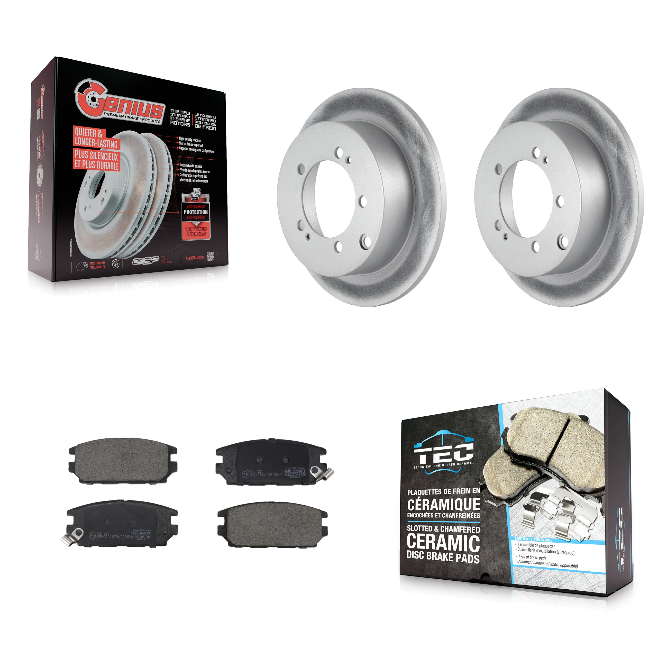Rear Coated Disc Brake Rotors And Ceramic Pads Kit For 1995 Mitsubishi Eclipse AWD KGT-103513