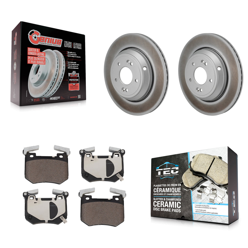Rear Coated Disc Brake Rotors And Ceramic Pads Kit For Genesis G70 Kia Stinger 3.3L KGT-103519