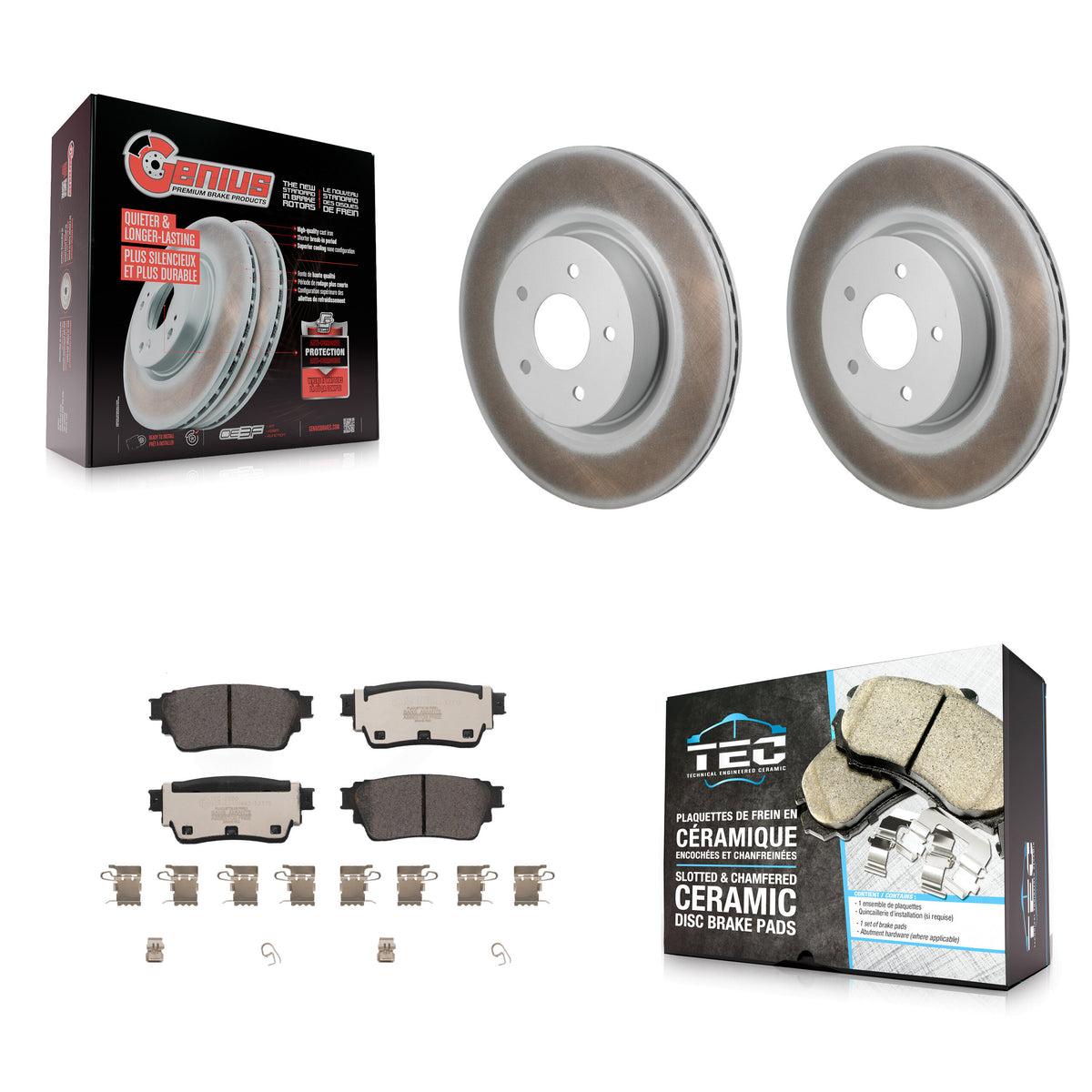 Rear Coat Brake Rotor Ceramic Pad Kit For Mitsubishi Outlander Nissan Pathfinder INFINITI KGT-103520