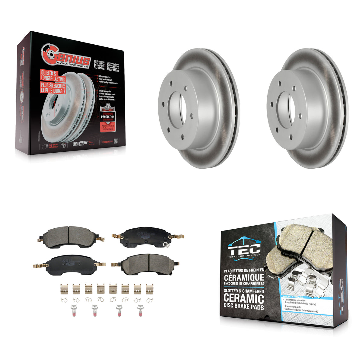 Rear Coated Disc Brake Rotors And Ceramic Pads Kit For Ford Bronco KGT-103525