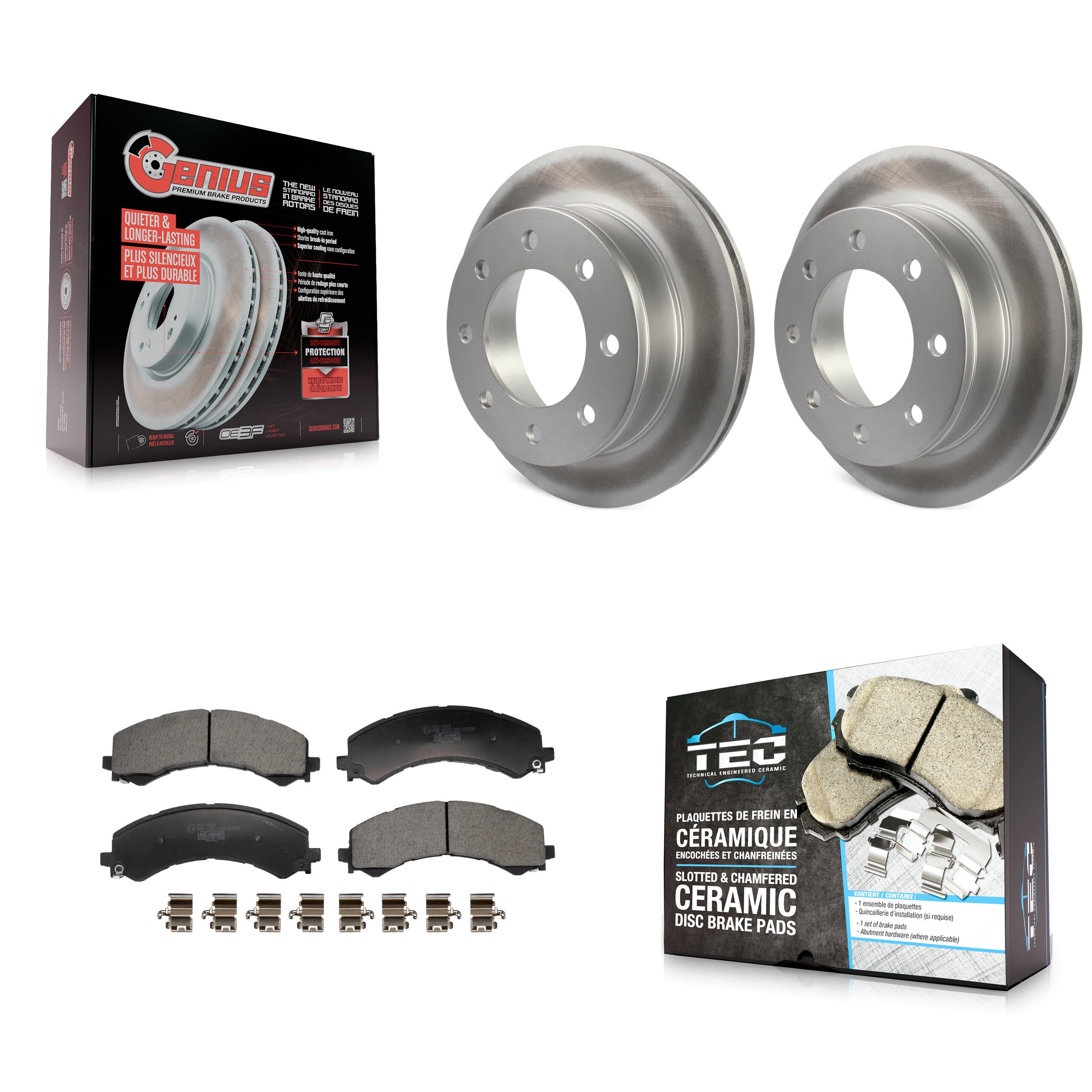 Rear Coated Brake Rotor & Ceramic Pad Kit For 2021-2024 GMC Savana 2500 Chevrolet Express KGT-103528