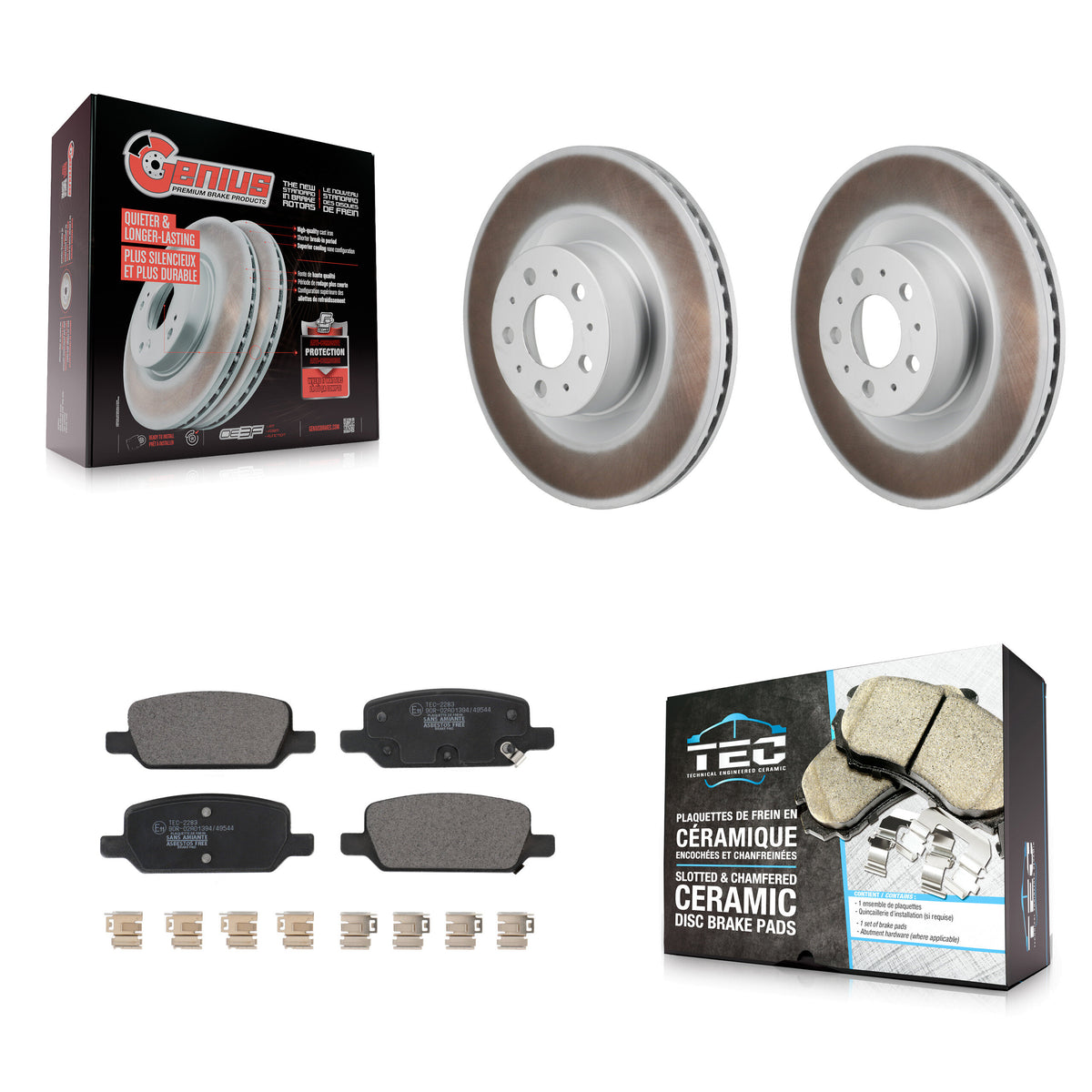 Rear Coated Brake Rotors Ceramic Pad Kit For 2020-2022 Tesla Y With Gray Painted Calipers KGT-103531