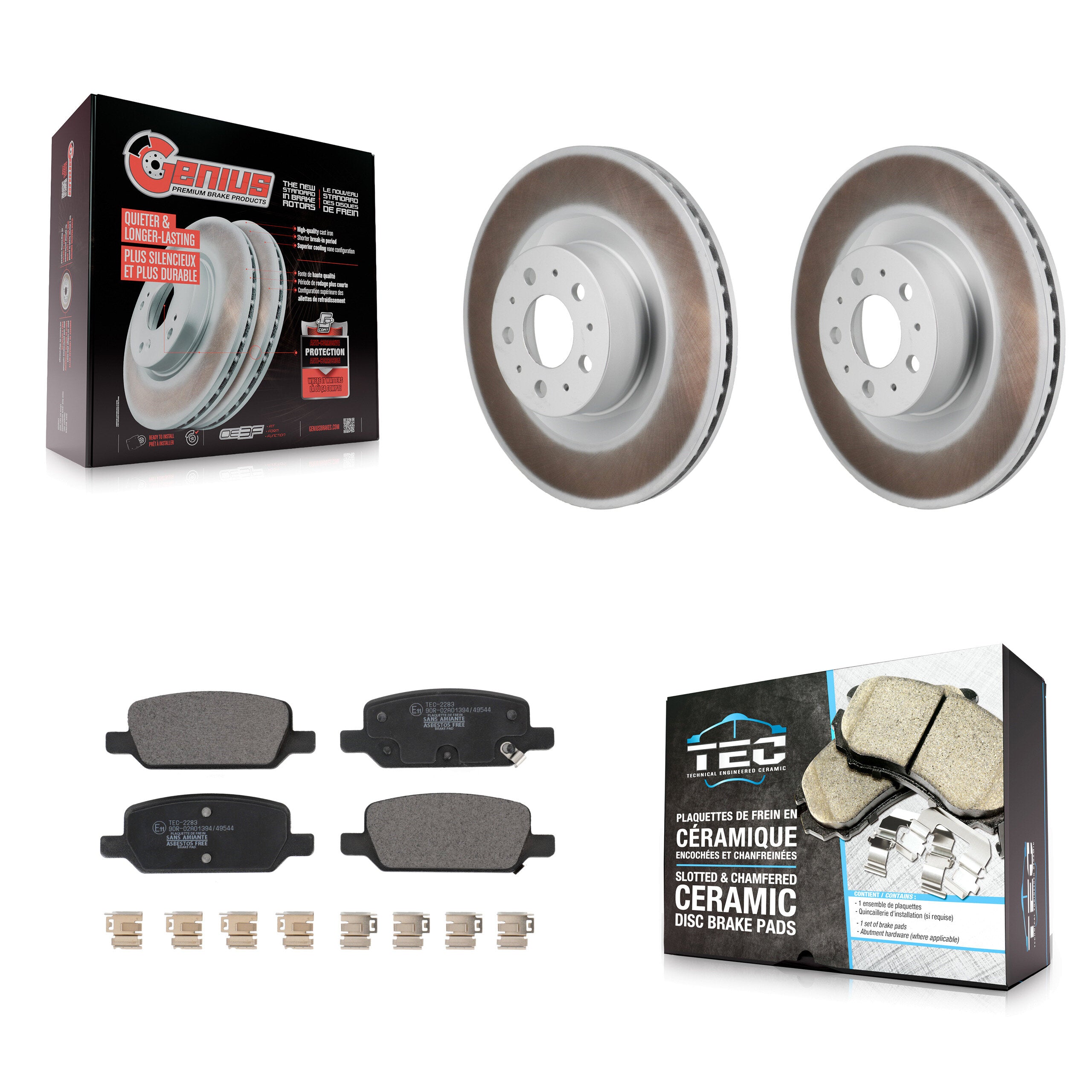 Rear Coated Brake Rotors Ceramic Pad Kit For 2020-2022 Tesla Y With Gray Painted Calipers KGT-103531