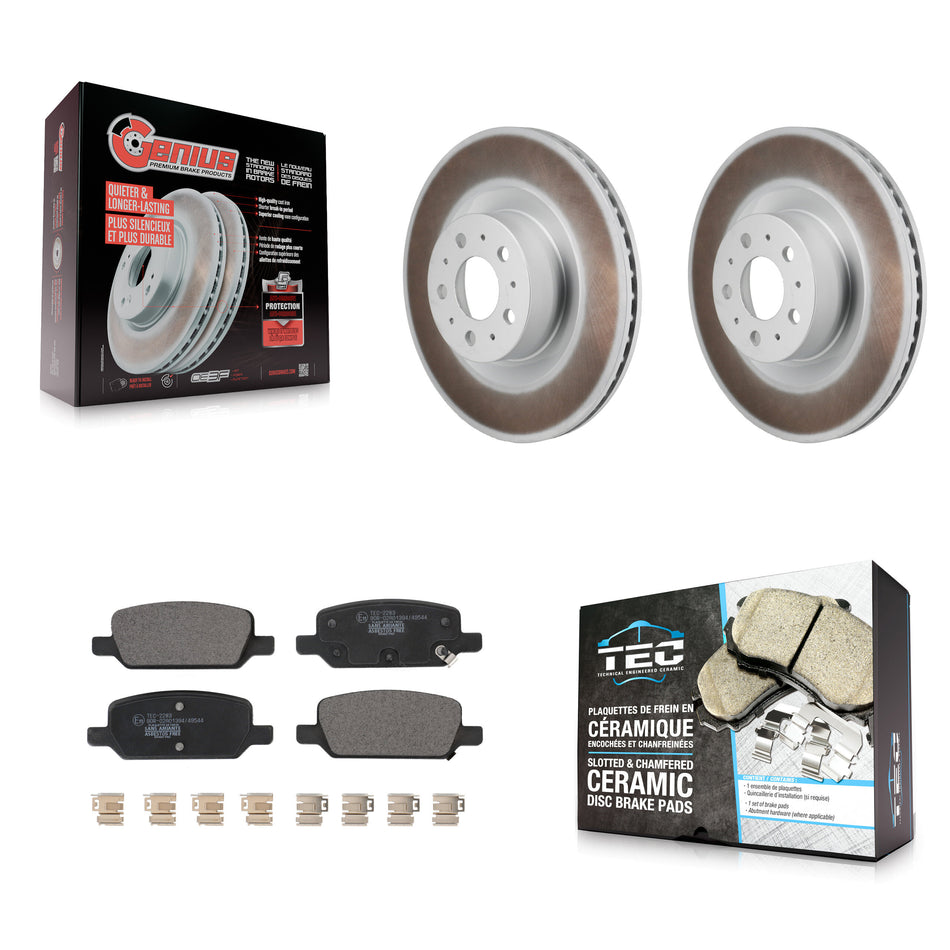 Rear Coated Brake Rotors Ceramic Pad Kit For 2020-2022 Tesla Y With Gray Painted Calipers KGT-103531