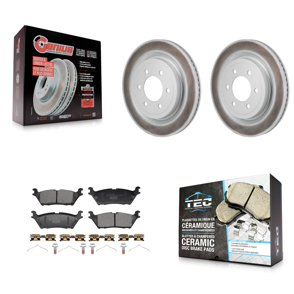 Rear Coated Disc Brake Rotors And Ceramic Pads Kit For Ford F-150 Lightning KGT-103532