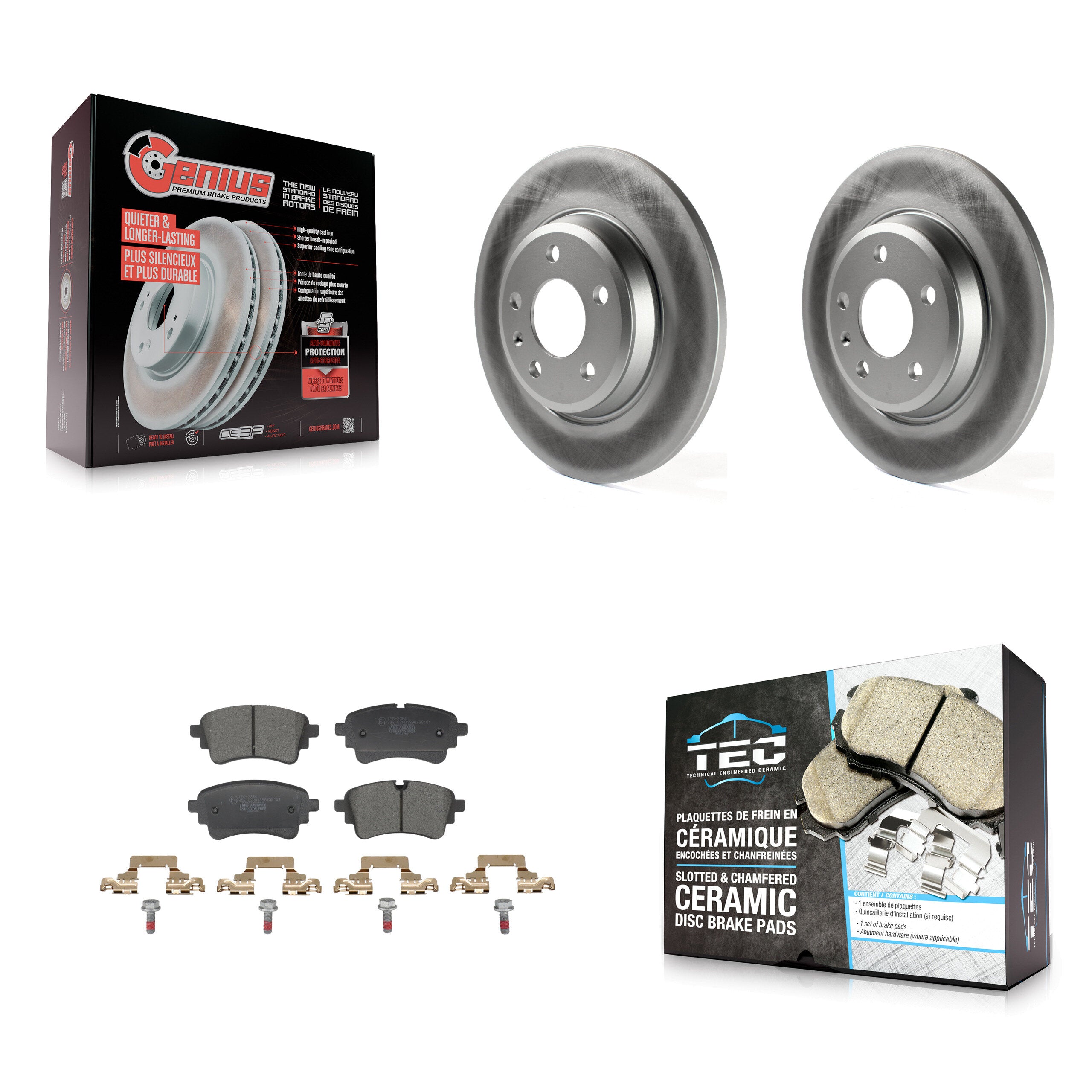 Rear Coated Disc Brake Rotors And Ceramic Pads Kit For Audi A4 Quattro A5 Sportback KGT-103540