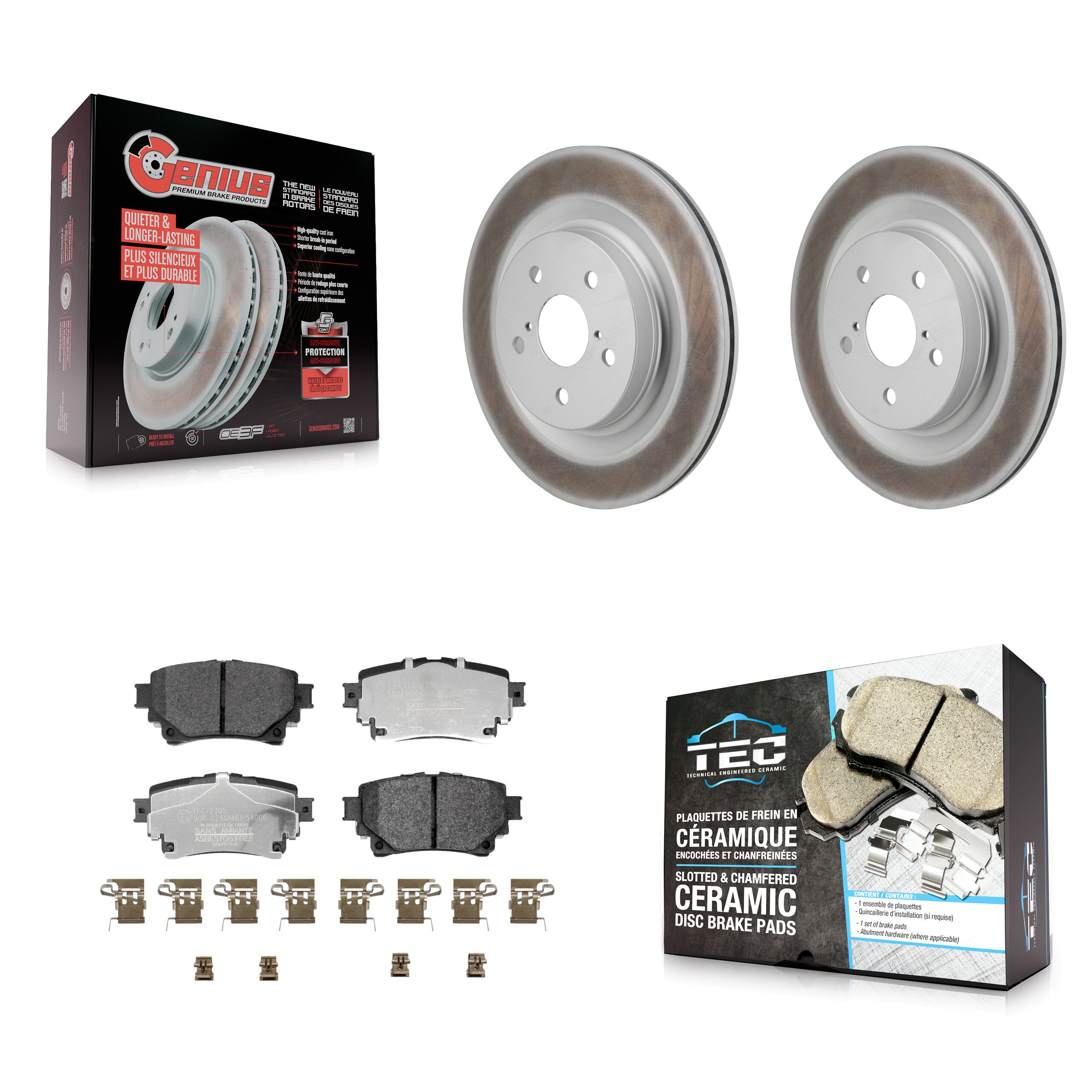 Rear Coat Disc Brake Rotor Ceramic Pad Kit For Toyota Sienna Lexus RAV4 Prime NX350h bZ4X KGT-103542
