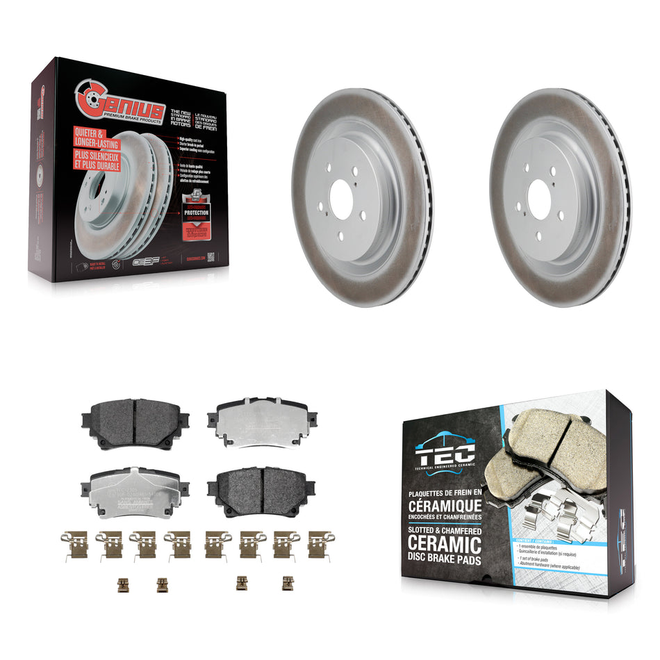 Rear Coated Brake Rotor & Ceramic Pad Kit For Toyota Highlander Lexus RX350h RX350 RX500h KGT-103543