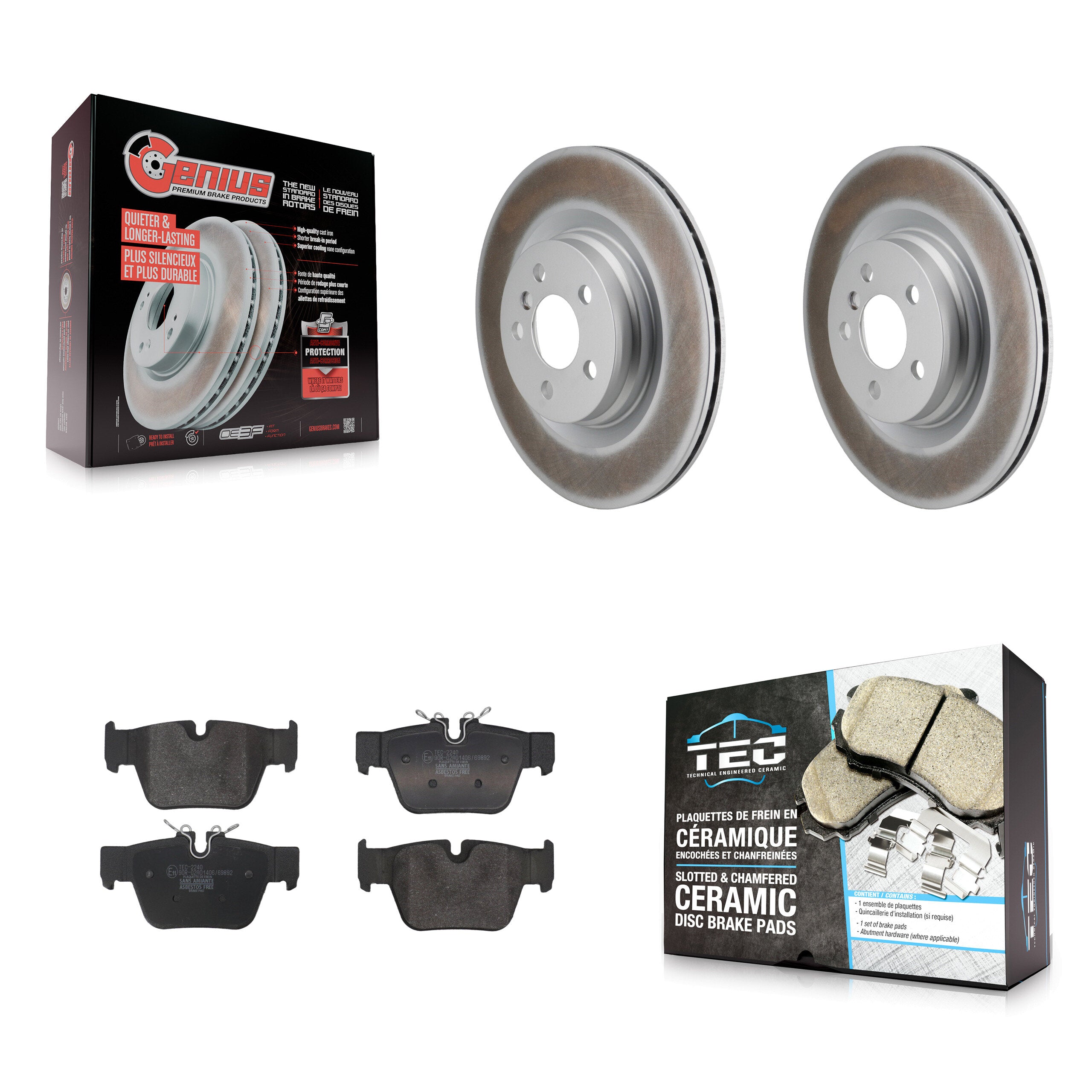 Rear Coat Brake Rotor Ceramic Pad Kit For Mini Cooper Countryman BMW X2 M235i xDrive Gran KGT-103550