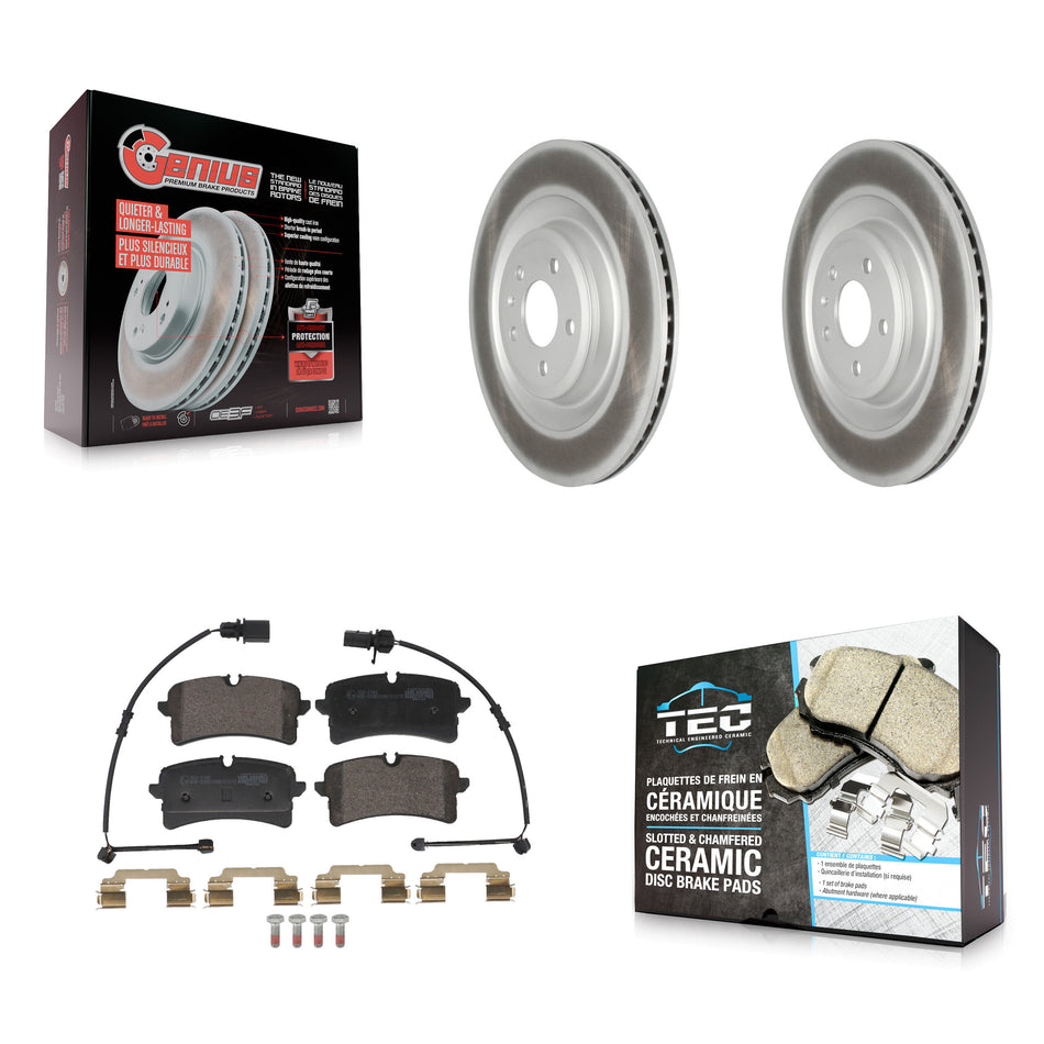 Rear Coated Brake Rotor & Ceramic Pad Kit For Audi S6 S7 S8 With Composite Brakes KGT-103555