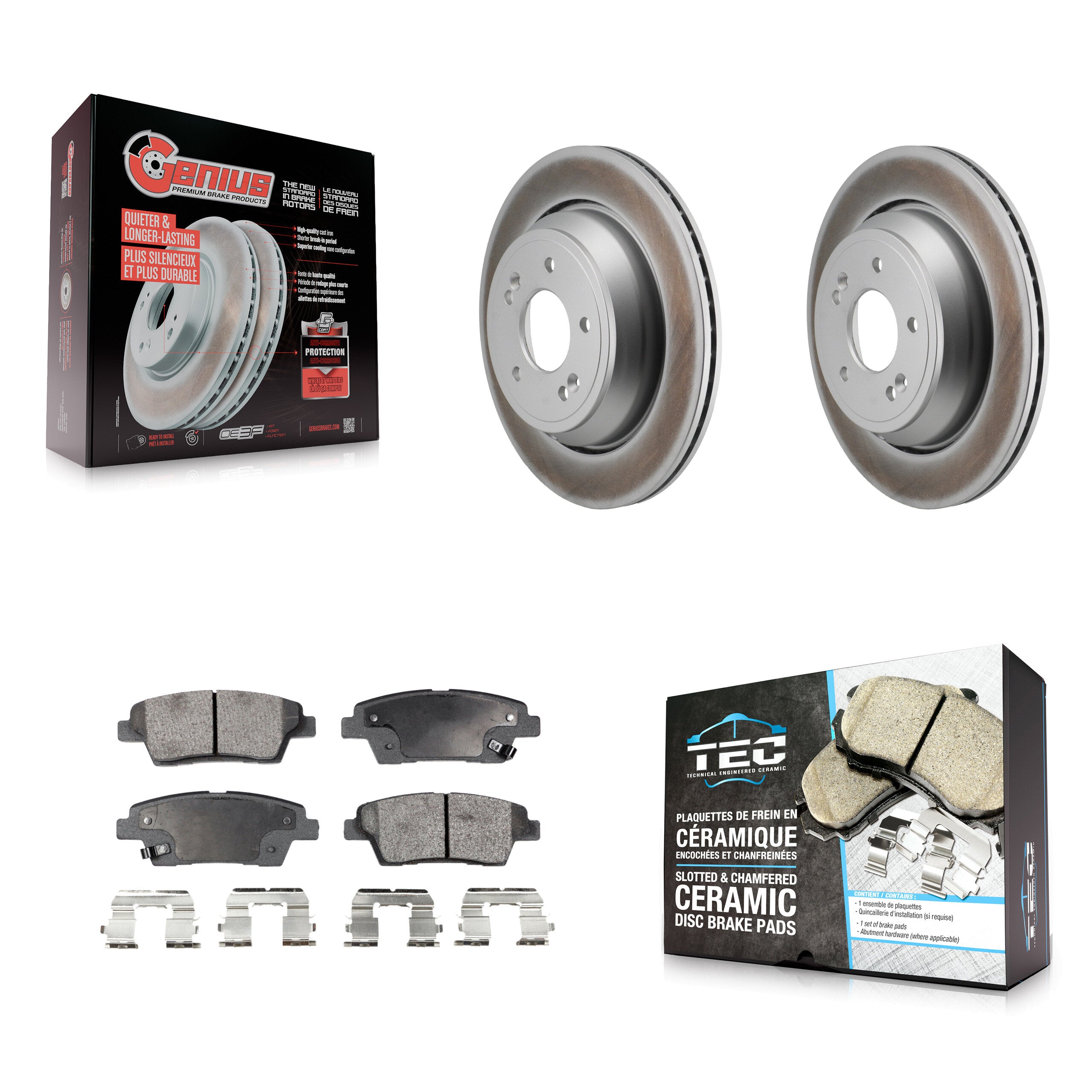 Rear Coated Disc Brake Rotors And Ceramic Pads Kit For 2015 Kia K900 3.8L KGT-103560