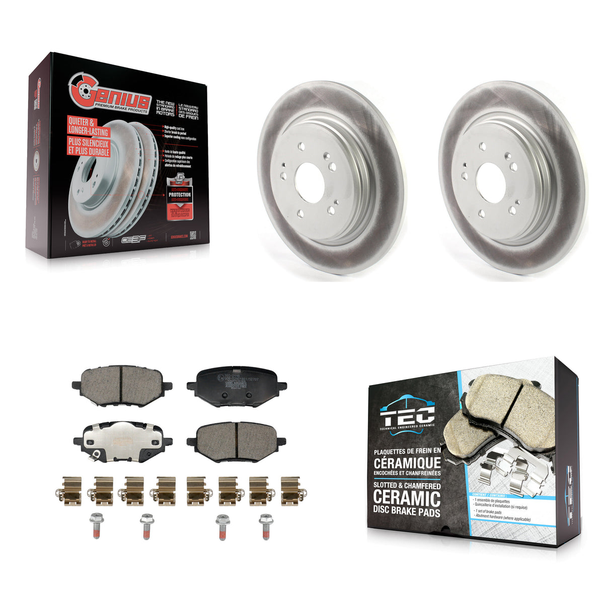 Rear Coated Disc Brake Rotors And Ceramic Pads Kit For Honda HR-V Clarity KGT-103567