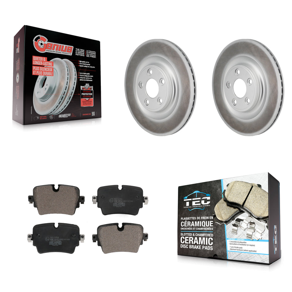 Rear Coated Brake Rotor Ceramic Pad Kit For 2019 Jaguar XJ With 325mm Diameter KGT-103573
