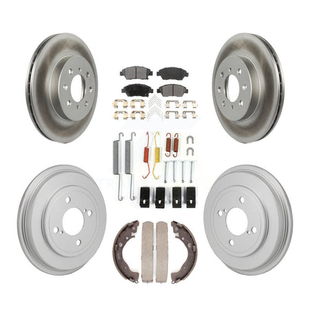 Front Rear Coated Brake Rotor Ceramic Pad Drum Kit (7Pc) For Honda Fit DX with GAS engine KGT-103577