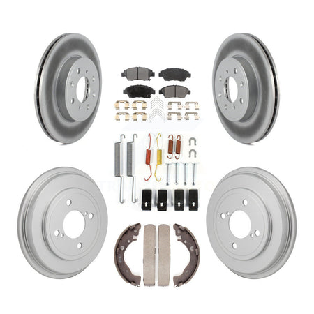 Front Rear Coated Disc Brake Rotor Ceramic Pad And Drum Kit (7Pc) For 2015-2020 Honda Fit KGT-103578