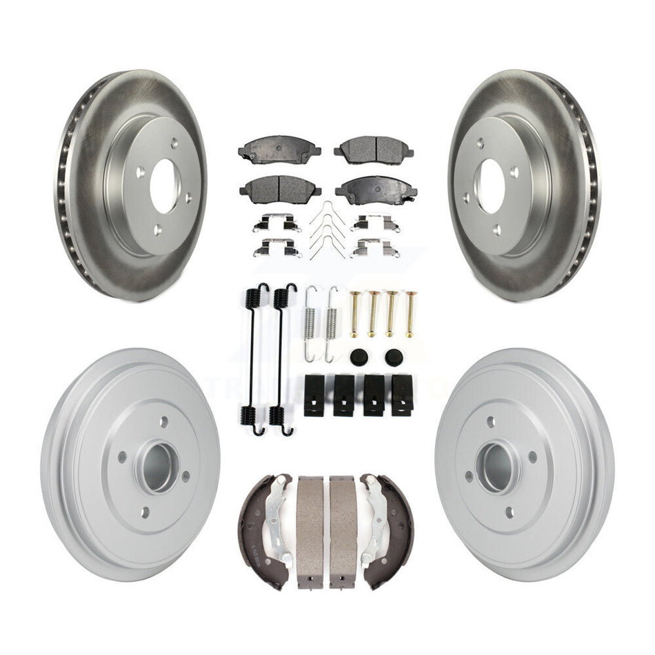 Front Rear Coated Disc Brake Rotor Ceramic Pad Drum Kit (7Pc) For Nissan Micra Versa Note KGT-103585