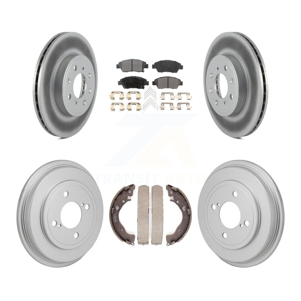 Front Rear Coated Disc Brake Rotors Ceramic Pads And Drum Kit For 2015-2020 Honda Fit KGT-103587