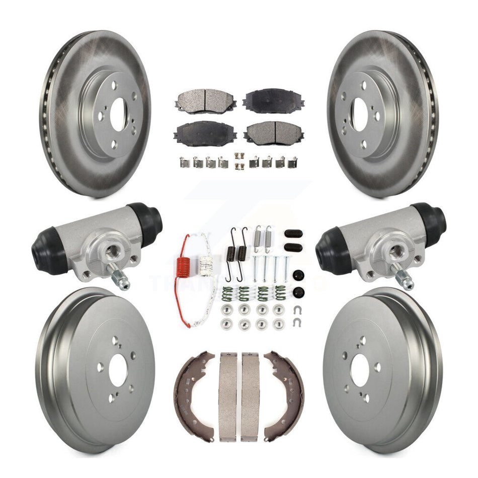 Front Rear Coated Disc Brake Rotors Ceramic Pads And Drum Kit (9Pc) For Toyota Corolla KGT-103598